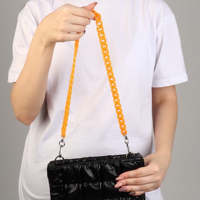 Цепочка для сумки пластик 68см 2,3*1,7см с карабинами оранжевый/серебро №31-1 АУ