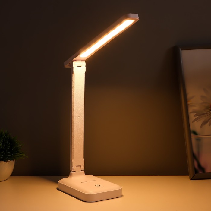 фото Настольная лампа сенсорная 16888/1 led 5вт 3000-6000к usb акб белый 29х55 см risalux