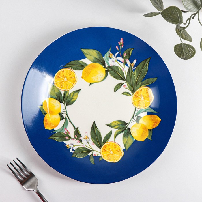 Тарелка керамическая обеденная Доляна «Лимон», d=26 см тарелка керамическая обеденная доляна сакура d 23 см цвет белый
