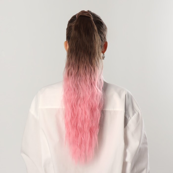 фото Хвост накладной, волнистый волос, на резинке, 60 см, 100 гр, цвет розовый/каштановый(#sht12c/sht311) queen fair