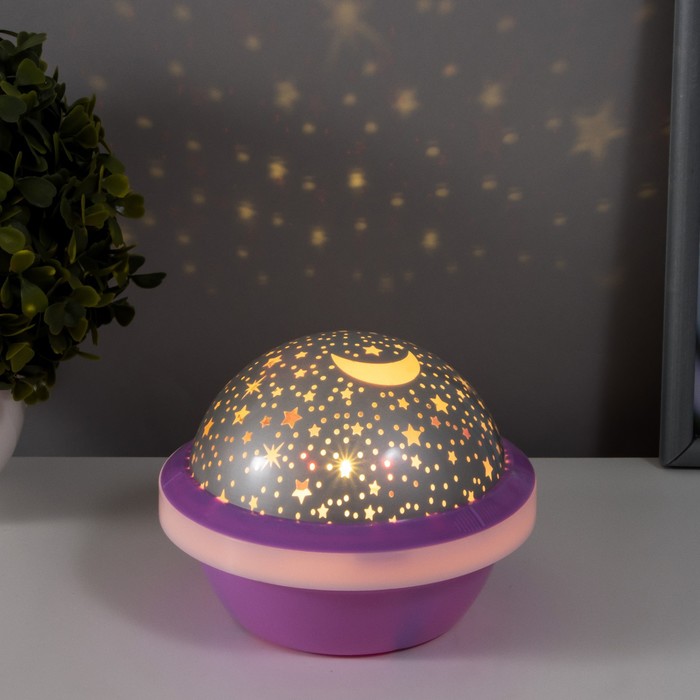 

Ночник-проектор "Космос" LED от батареек 3хАА фиолетовый13,5х13,5х11 см
