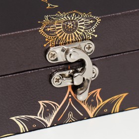 

Шкатулка дерево "Золотой лотос на чёрном" кожзам 5,5х24х17 см