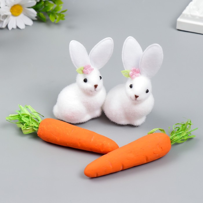 Сувенир "Зайчонок с морковкой" набор 4 шт 15х18 см