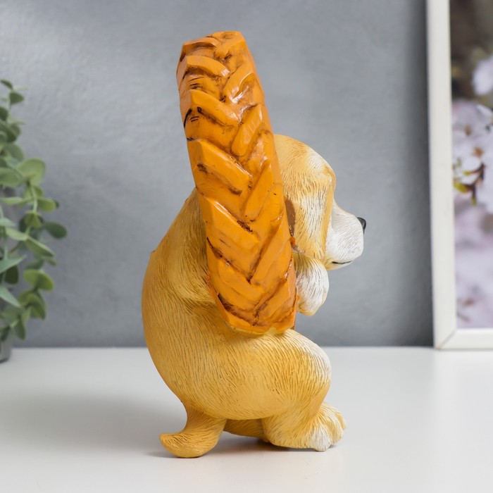 фото Сувенир полистоун свет "пёсик зацепился за колесо" от солнечной батареи 19,5х11х13,5 см