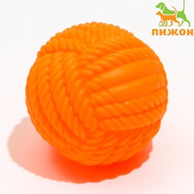 Игрушка для собак пищащая "Клубок ниток", 8 см, оранжевая