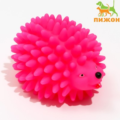 Игрушка пищащая "Ёж" большой для собак, 9 см, розовая - Фото 1