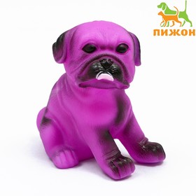 Игрушка пищащая "Маленький друг" для собак, бульдог, 9 см, розовая