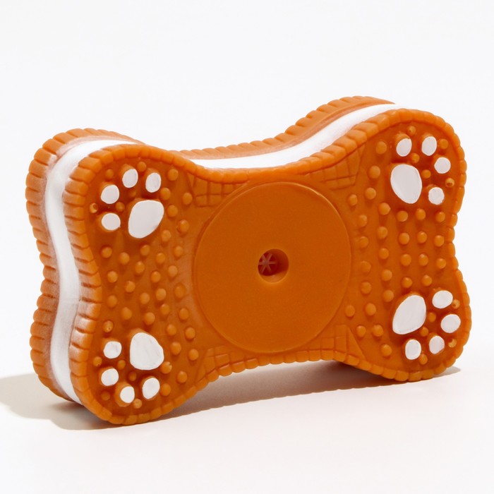 Игрушка плотная пищащая "Бисквит" для собак, 12 х 7 см, коричневая