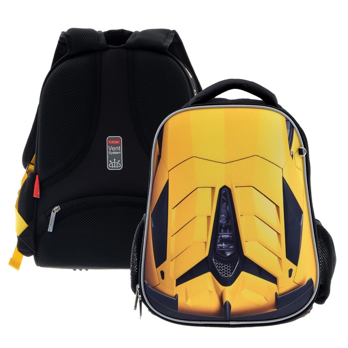 фото Рюкзак каркасный hatber ergonomic light 38 х 29 х 15 см, "скейтборд", синий/чёрный/оранжевый