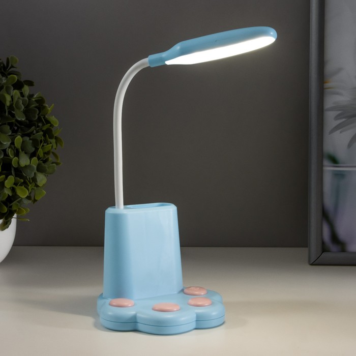 фото Лампа настольная "лапка" led 1 режим 2вт usb синий 10х10х30 см risalux