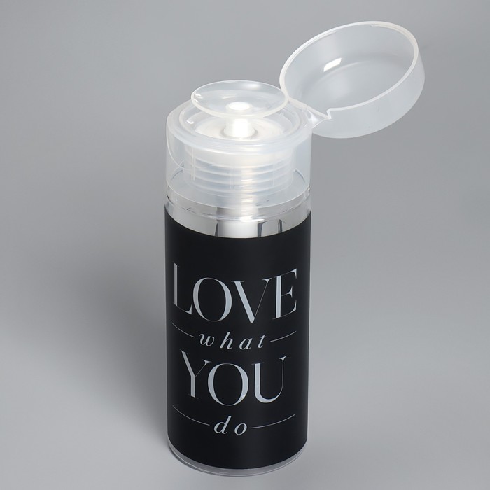 Баночка с дозатором для жидкостей «Love what you do», 150 мл, цвет чёрный/белый