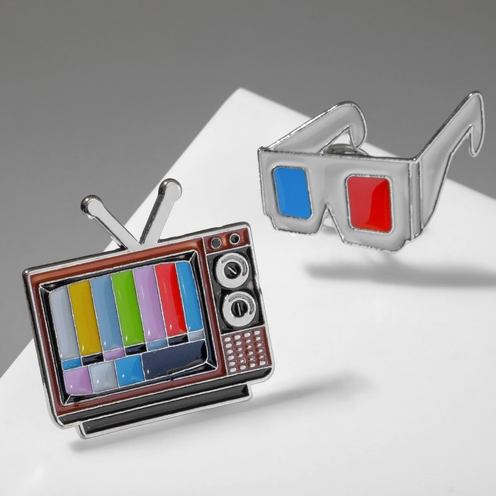 

Набор значков (2 шт.) "Ретро", цветной в серебре