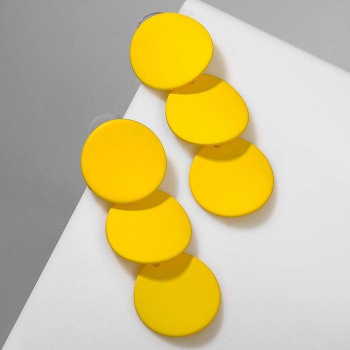 Серьги металл «Азелия» круги, трио, цвет жёлтый серьги металл азелия круги трио цвет жёлтый