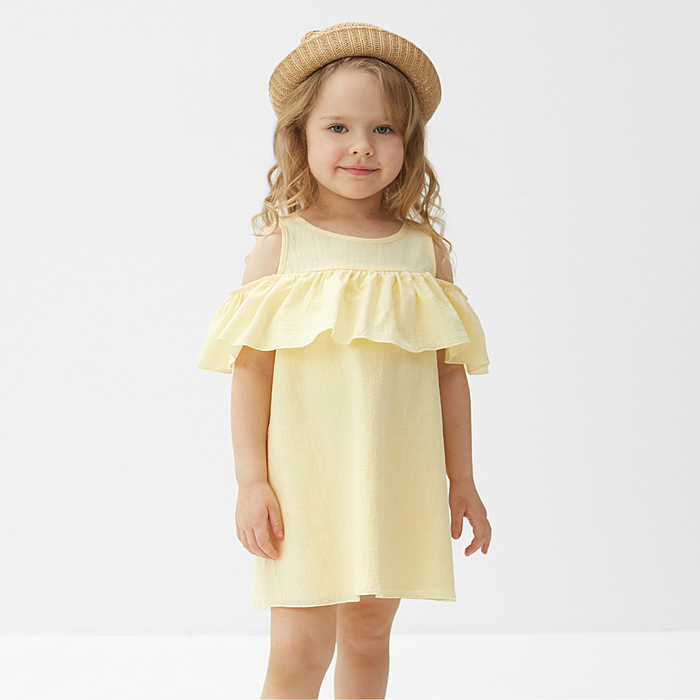 Платье для девочки MINAKU: Cotton Collection цвет желтый, рост 128