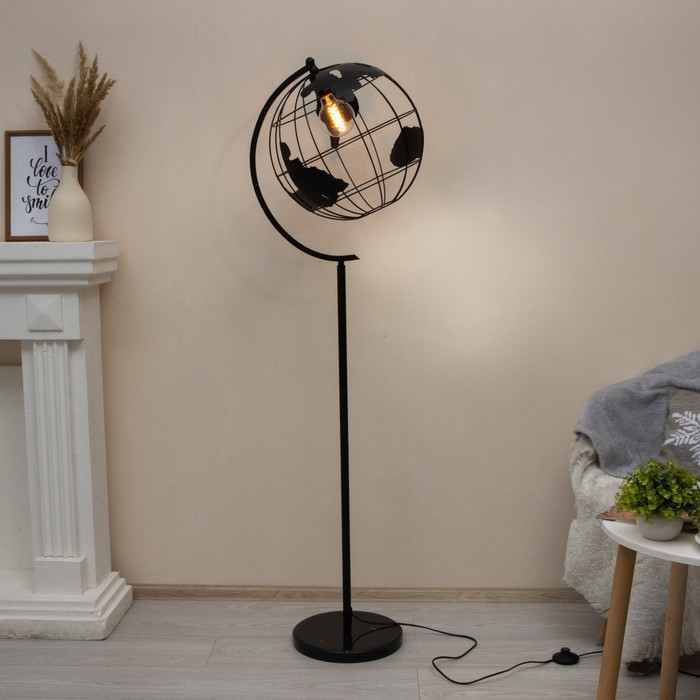 Торшер "Планета" E27 40Вт черный 48х30х165 см 7012739