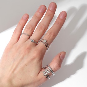 Кольцо набор 5 штук «Идеальные пальчики» лёгкость, цвет белый в серебре