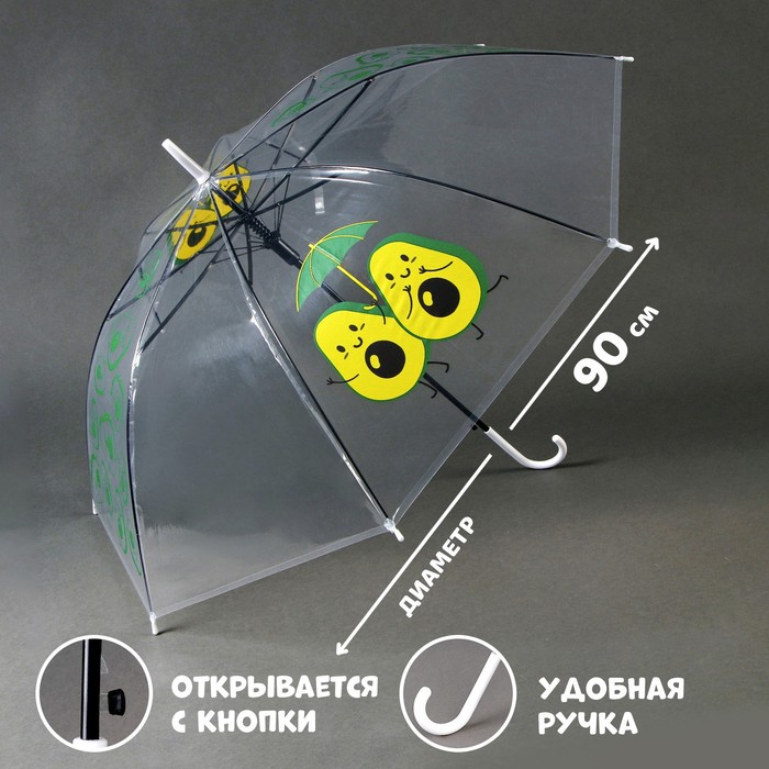 зонт детский единорожка ‎ полуавтомат прозрачный d 90см Зонт детский «Авокадо» полуавтомат прозрачный, d=90см