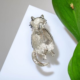 

Брошь "Кот" полосатый, цвет чёрный в серебре