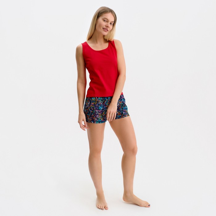 фото Комплект женский (майка, шорты), цвет красный, размер 48 tusi