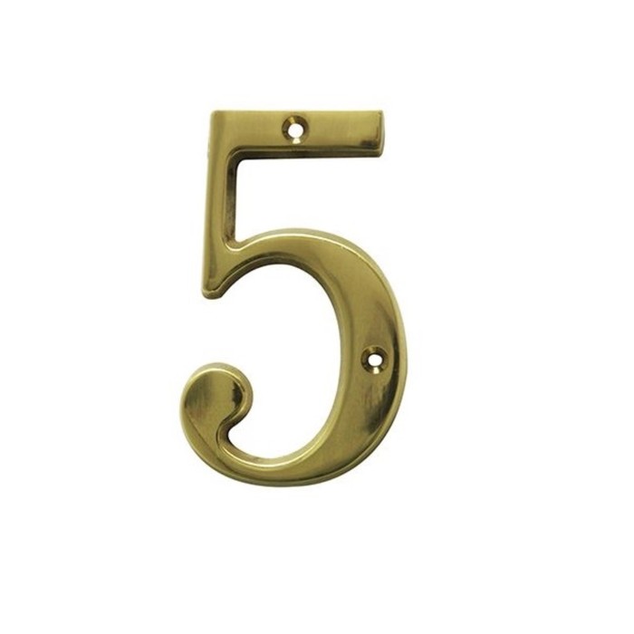 Номер «5», h=50 мм, цвет латунь