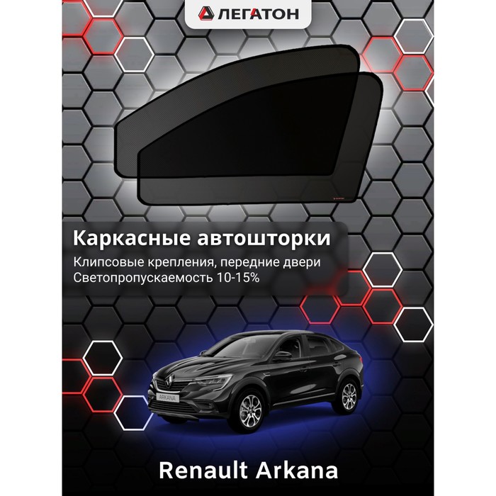 цена Каркасные автошторки Renault Arkana, 2018-н.в., передние (клипсы), Leg5144