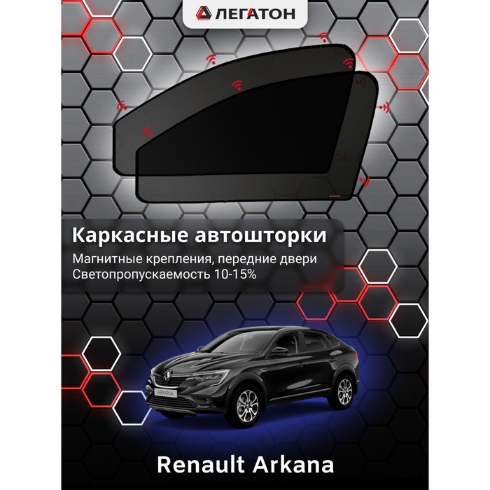 Каркасные автошторки Renault Arkana, 2018-н.в., передние (магнит), Leg5145