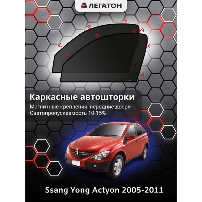 

Каркасные автошторки Ssang Yong Actyon, 2005-2011, передние (магнит), Leg4085