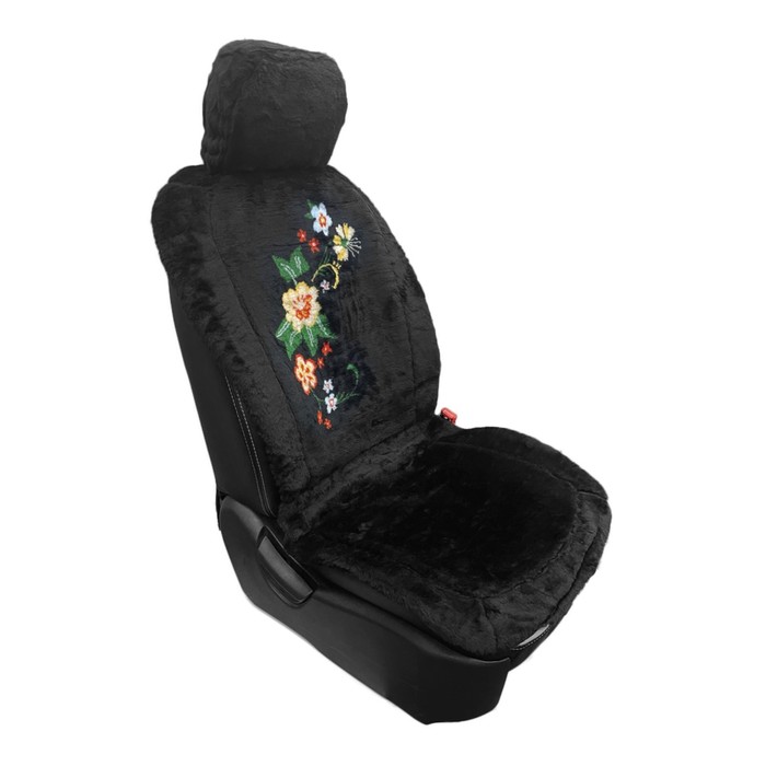 фото Накидки на передние сиденья "цветы-2", черные, набор 2 шт. carfashion