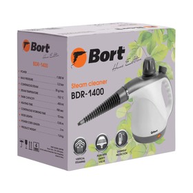 

Пароочиститель Bort BDR-1400, 1300 Вт, 35 г/мин, 450 мл, нагрев 180 сек, белый