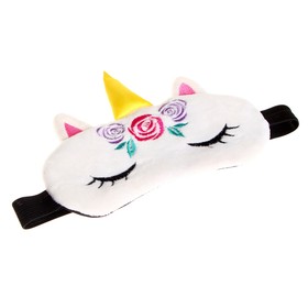 

Маска для сна фигурная Единорог с цветочками