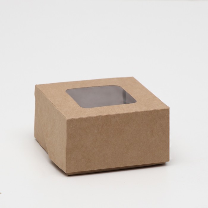 Коробка складная, с окном, крафтовая, 7 х 7 х 4 см