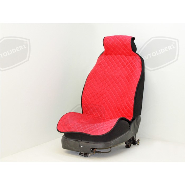фото Накидка на переднее сиденье, стандарт, алькантара, красная с бежевой нитью автолидер №1