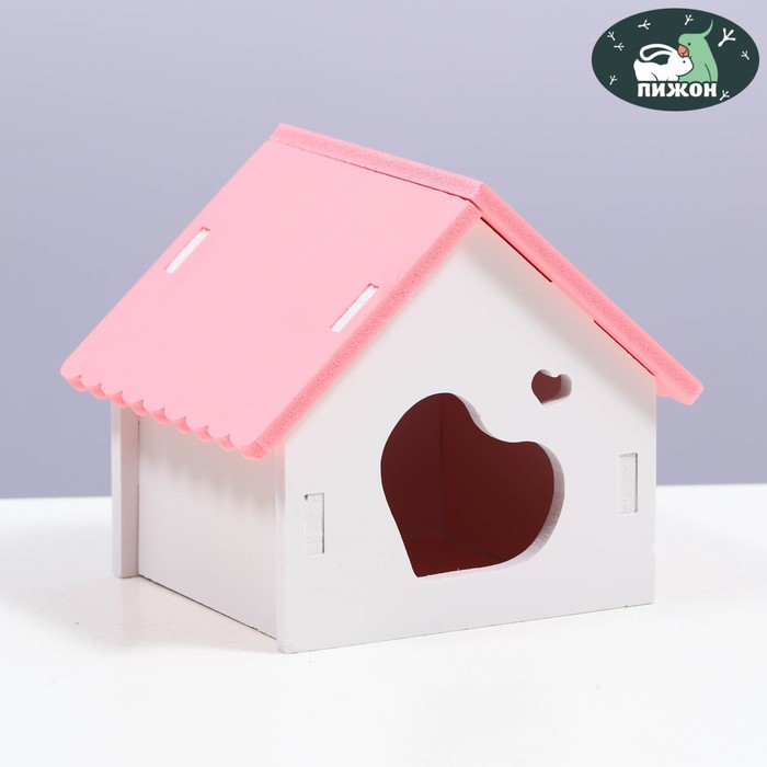 Домик для грызунов с треугольной крышей, 10 х 9 х 10,5 см, розовый домик для грызунов деревянный 11 х 10 х 9 см carno 7621376