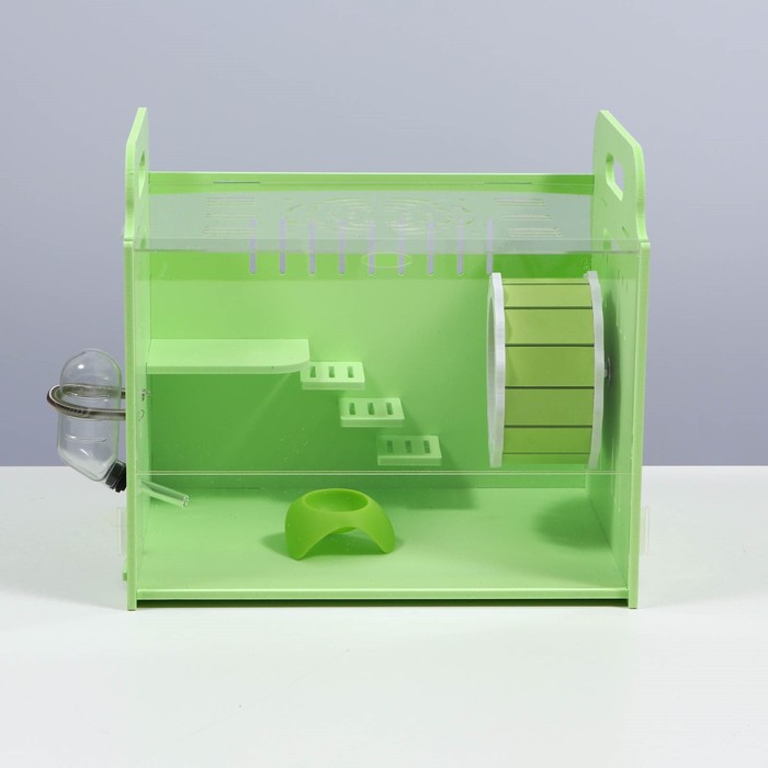 фото Клетка-переноска для грызунов,акриловая, зелёная, 29 х 23,5 х 26 см пижон