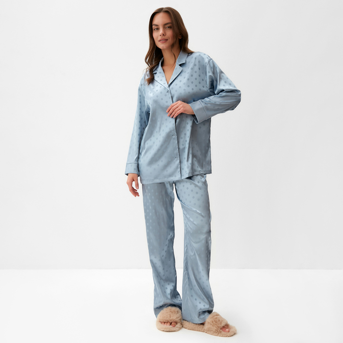 

Пижама женская (рубашка и брюки) KAFTAN "Горох" цвет голубой, размер 48-50