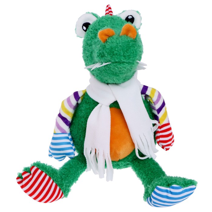 мягкие игрушки unaky soft toy лягушка синдерелла в белом флисовом шарфе 24 см Мягкая игрушка «Крокодил Роб в белом флисовом шарфе», 20 см