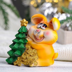 

Копилка "Заяц с елкой" рыжий, 10х8х14см