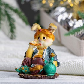 

Фигура "Заяц с кальяном" рыжий, 8х7х9см