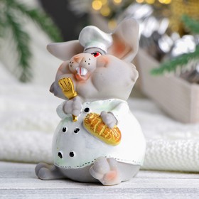 

Копилка "Заяц повар" серый, 8х7х11см