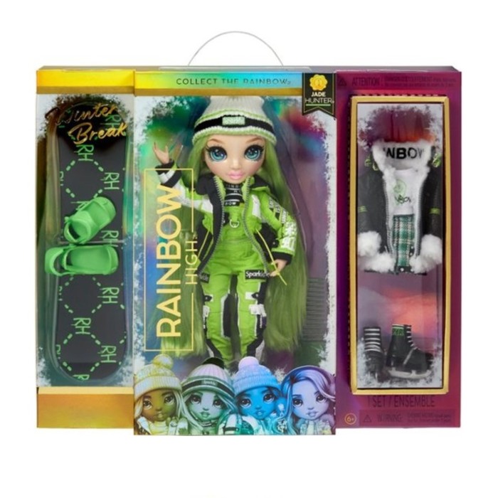 Кукла Winter Break Fashion Doll, Jade Hunter, Rainbow High, зелёная
