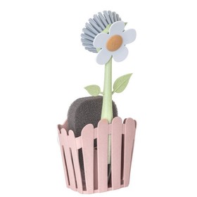

Щётка для посуды FLORGANIC PINK, губка на подставке