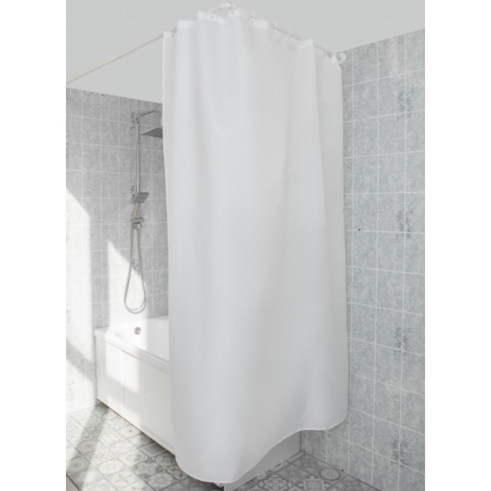 Штора Premium для ванной, с утяжелителем, 180х200 см, PLE, цвет белый