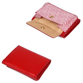 

FA011NPstripe Кошелек на кнопке, отдел для карт(4)/монет/купюр, цвет красный 3х9,5х7см
