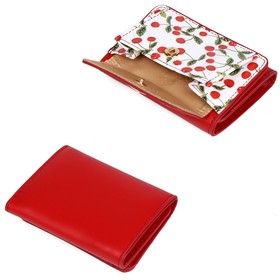 

FA011NPcherry Кошелек на кнопке, отдел для монет/купюр, цвет красный 3х9,5х7см