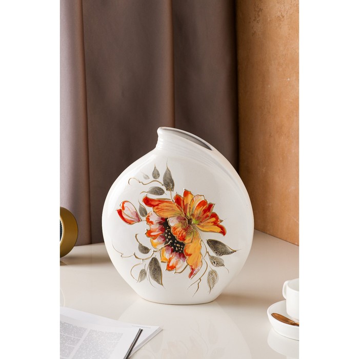 Ваза "Бали" белая, цветы