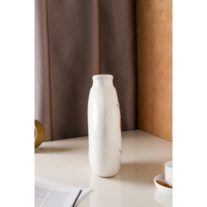 Ваза "Бали" белая, цветы