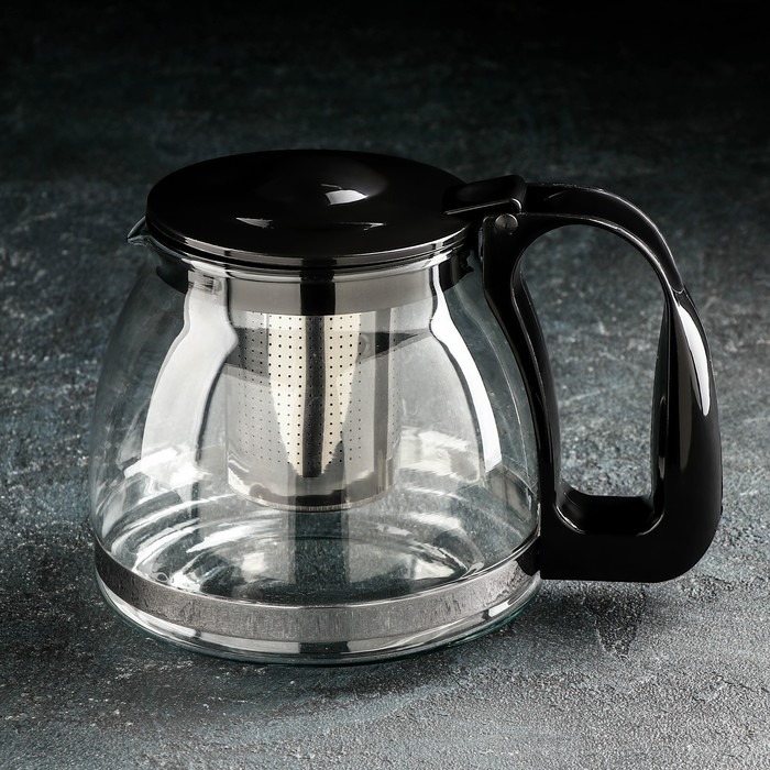 чайник стеклянный заварочный доляна иллюзия 700 мл с металлическим ситом Чайник стеклянный заварочный Доляна «Иллюзия», 1,25 л, с металлическим ситом
