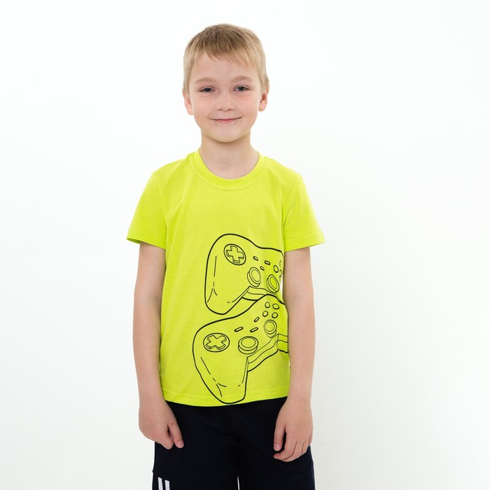 фото Футболка для мальчика game time, цвет салатовый, рост 128 см мануфактурная лавка