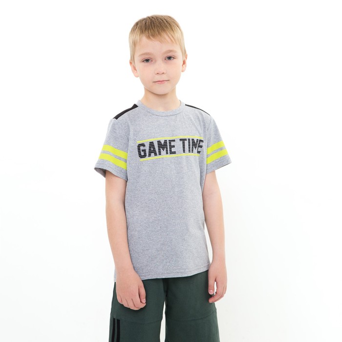 фото Футболка для мальчика game time, цвет серый, рост 152 см мануфактурная лавка