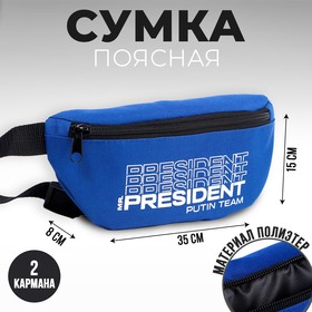 Сумка на пояс 32*8*15, Putin team, база, отд на молнии, синяя